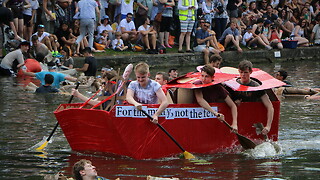 All hands on deck to stop cardboard boat race from sinking