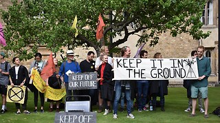 Extinction Rebellion protests Trinity fossil fuel investments