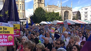 Hundreds gather in Cambridge in protest of plans to suspend Parliament 