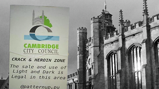 Imposter posters! Crack and heroin now 'legal' in Cambridge, banners say