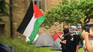 Pro-Palestine encampment outside Trinity holds ‘emergency rally’