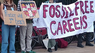 Climate protesters rally against the Careers Service