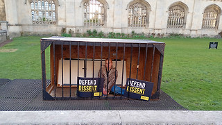 Amnesty International holds Cage Campaign for the right to protest
