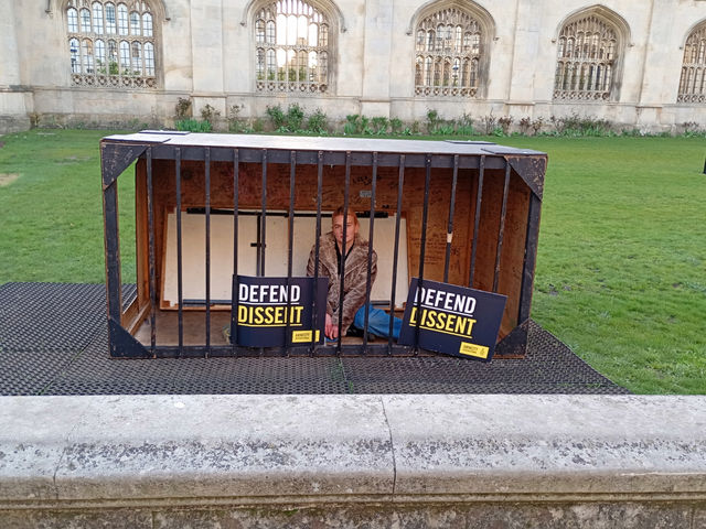 Amnesty International holds Cage Campaign for the right to protest