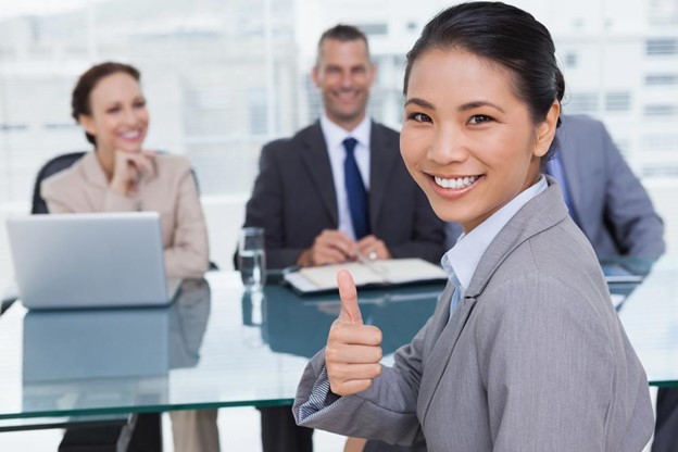 Confident candidate after a job interview