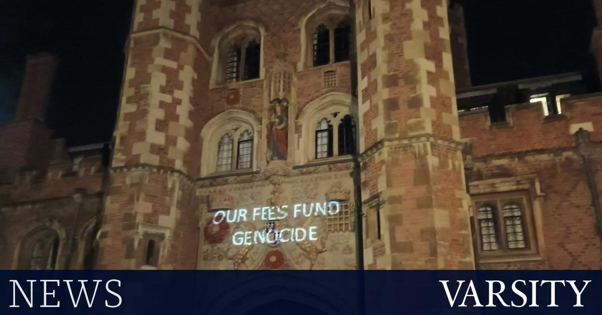 Palestine activists project slogans onto John’s